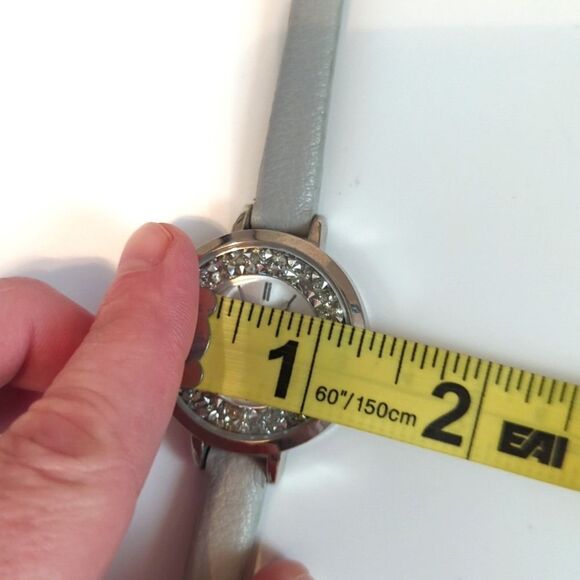 Accutime Rhinestone Round Bezel Grey and Silver Women's Quartz Watch - Picture 6 of 6